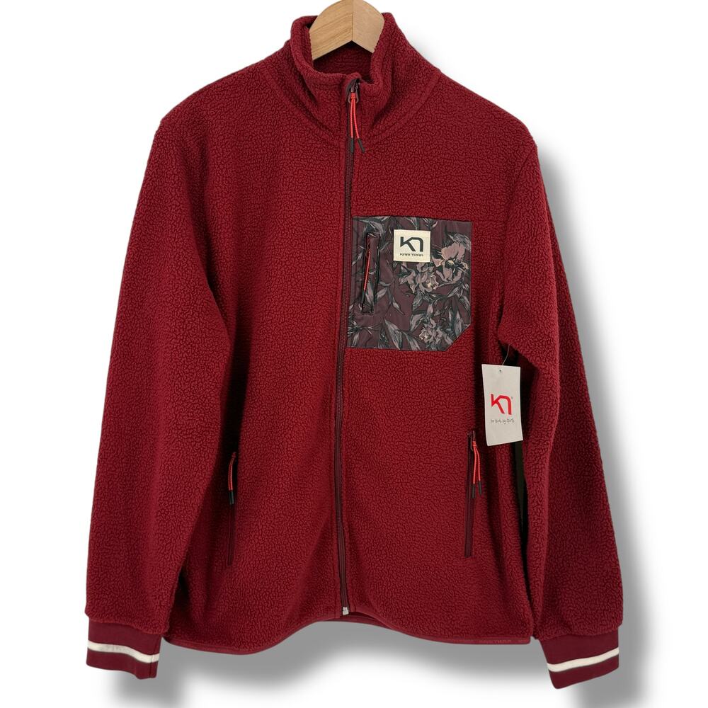 Kari Traa Rothe Midlayer L/G Red Sherpa Fleece Jacket Womens Sz L Full Zip Rouge
